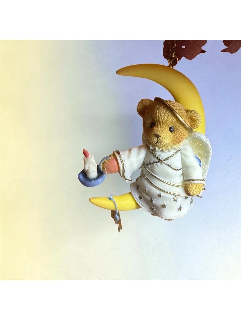 Enseco Cherished Teddies 2000 Angel Bear On Moon Hanging Ornament #706663